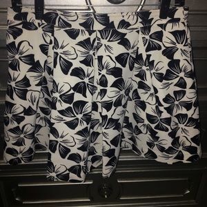 White and black floral skirt